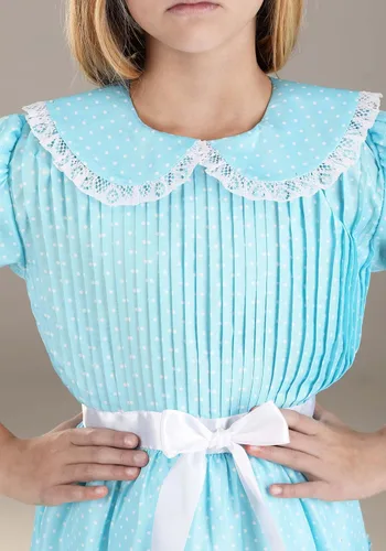 Vista 3 de Fun Costumes Deluxe Grady Twins Costume Dress for Girls - Creepy Twins Sisters Blue Lolita Dress - Scary Movie Cosplay Outfit