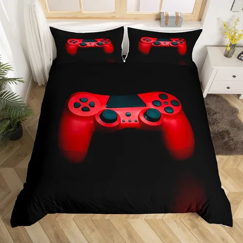 Vista 28 de Erosebridal - Ropa de cama para adolescentes y niños, estampado de control de videojuegos, funda de edredón tamaño individual, 2 piezas con 1 funda