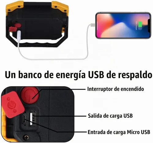 Vista 4 de T-SUN Luz de trabajo LED recargable, 30W 2000LM COB Utility Light,2 Pack 6000K-30W-COB