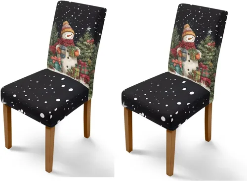 Vista 48 de Rnyleeg Fundas navideñas para sillas de comedor, fundas de asiento de comedor con estampado de campanas brillantes, juego de 1 funda suave y lavable