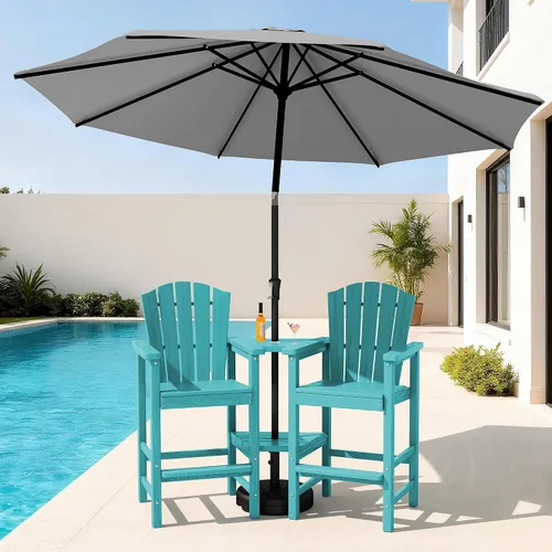 Vista 31 de KINGYES Aruba - Juego de 4 sillas Adirondack altas de HDPE con bandejas de conexión dobles, silla Adirondack de altura de barra en relieve para 2