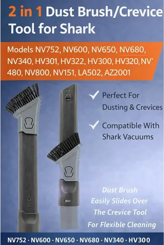 Vista 5 de Qualtex Herramienta de hendidura 2 en 1 compatible con Shark NV752, NV600, NV650, NV680, NV340, HV301, HV322, HV300, HV320, NV480, NV800, NV151