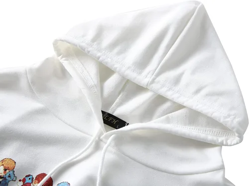 Vista 3 de ZSYKD Sudadera corta de manga larga con estampado de letras para mujer color blanco Blanco