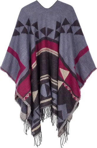 Vista 29 de Chales cálidos para mujer, cárdigan con frente abierto, estilo vintage, poncho