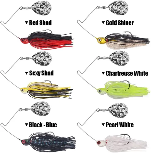 Vista 3 de XFISHMAN Mini Spinnerbaits para pesca de lubina, paquete de 6, cebo giratorio de Colorado, señuelos de pesca de agua superior, micro spinner