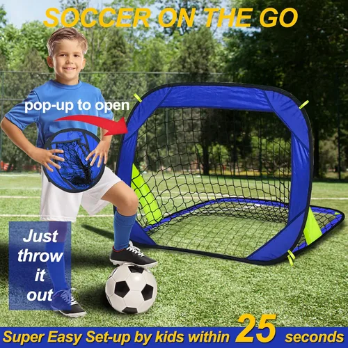 Vista 5 de EVERRUSH Porterías de Fútbol Desplegables con Redes para Patio Trasero Playa Entrenamiento de Fútbol Mini Portátil Plegable Ligera