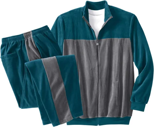 Vista 5 de KingSize Chándal de terciopelo grande y alto con bloques de color para hombre