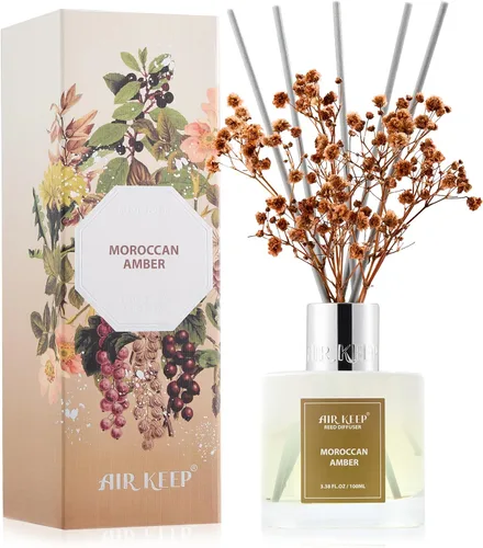 Vista 17 de Airkeep Juego de difusor de varillas – 3.38 onzas líquidas (3.4 fl oz), difusor de aroma de bambú para el hogar, incluye 8 varillas difusoras