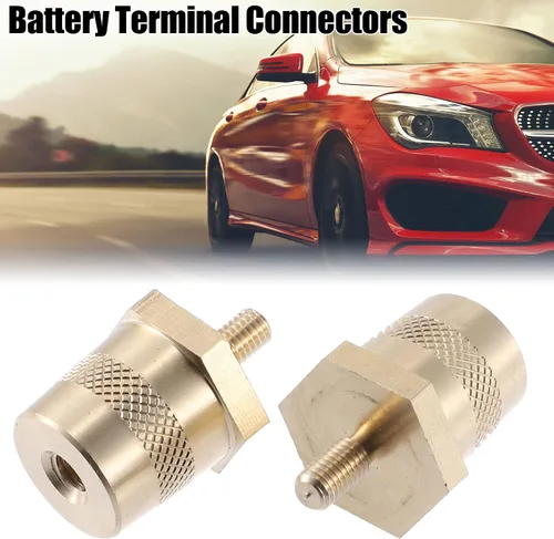 Vista 2 de X AUTOHAUX 2 pares de conectores de terminales de batería M5 de latón adaptador de poste de latón Tornillos extensores tuercas