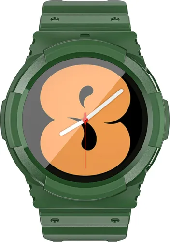 Vista 5 de Correa resistente para Samsung Galaxy Watch 4 Classic de 1.575 pulgadas con accesorios de parachoques, funda protectora deportiva a prueba