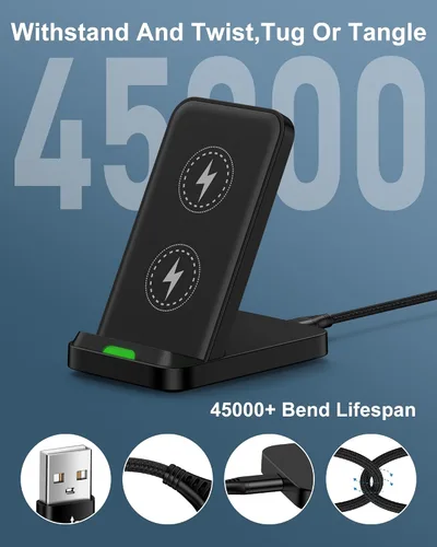 Vista 6 de Soporte de Carga Inalámbrica Android para Samsung Galaxy S26 S25 Ultra S24, Soporte de Teléfono de Carga Inalámbrica de 15 W para iPhone 17 Pro Max