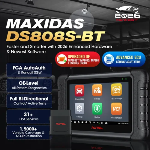 Vista 2 de Autel Escáner MaxiDAS DS808S-BT PRO con adaptadores de 11 piezas [$200], 2026 Funciona como MS906 Pro MP900BT MS906MAX, herramienta de escaneo