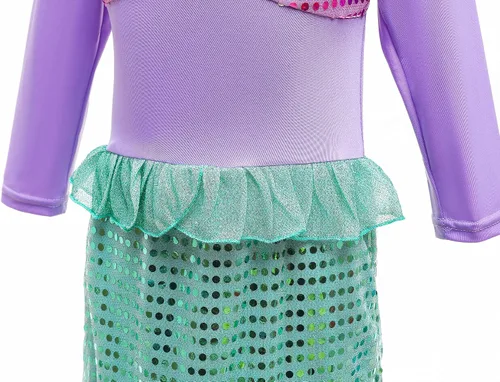 Vista 5 de Little Girls Mermaid Costume Princess Dress Up with Jewelry Halloween Cosplay Accessories