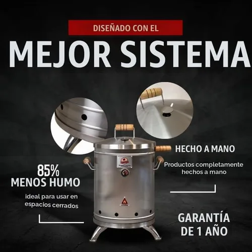 Vista 2 de Parrilla vertical 2 en 1 para ahumar (16 libras) - Acero inoxidable 304 de alta calidad - Termómetro y ventilación para barbacoa de carbón Barril