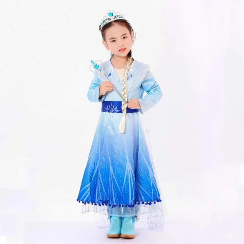 Vista 5 de DH Disfraz de princesa azul para niñas pequeñas