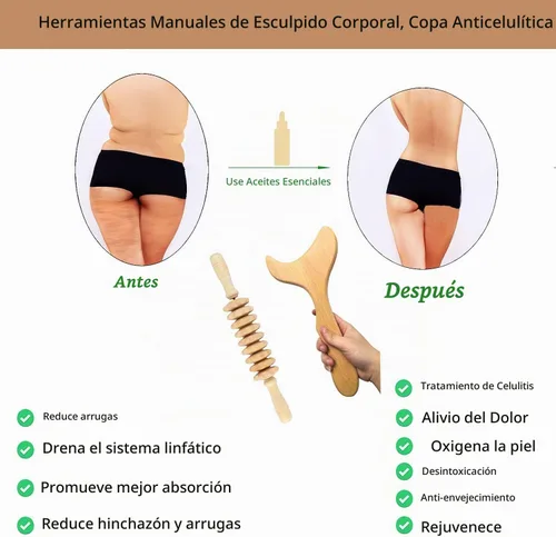 Vista 6 de Herramientas de masaje de terapia de madera, kit de maderoterapia, rodillo de masaje de madera, herramientas de cuerda de masaje para esculpir