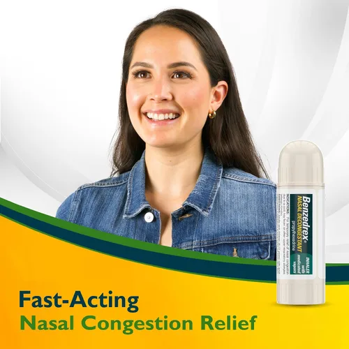Vista 4 de Benzedrex Inhalador descongestionante nasal - Alivio de vapor medicado para la presión sinusal, congestión nasal, alergias, fiebre del heno