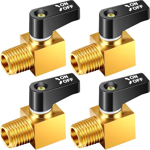 Vista 10 de Válvula de compresor de aire Tondiamo, válvula de drenaje de tanque de aire de bola de metal mini tipo de latón, 1/4 pulgada NPT macho x NPT hembra
