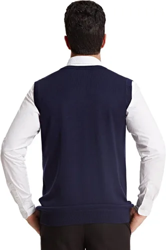Vista 2 de PJ Paul Jones Chaleco de punto con cuello en V para hombre clásico sin mangas