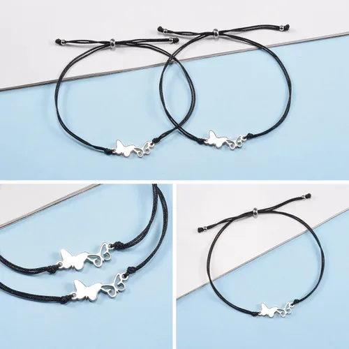 Vista 4 de BOCHOI Pinky Promise - Pulseras a juego para parejas, mejor amiga, mejor amiga, amistad, madre, hija, niña, él, novia, novio