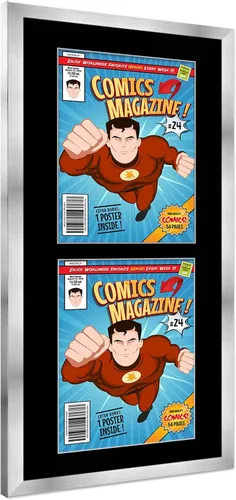 Vista 22 de Poster Palooza Marco de cómic con paspartú para 1 cómic de la Edad de Bronce publicado entre 1970 y 1985, marco de cómic negro para cómic de 7.25 x