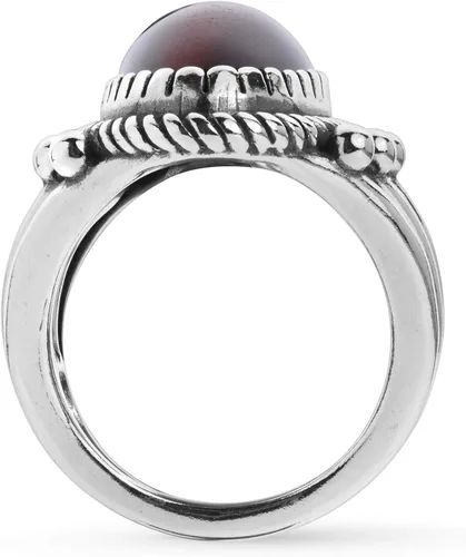 Vista 4 de Anillo ovalado con piedras preciosas de ojo de tigre de color marrón americano del oeste, tallas 5 a 10, Metal Metal Piedra preciosa, ojo de tigre