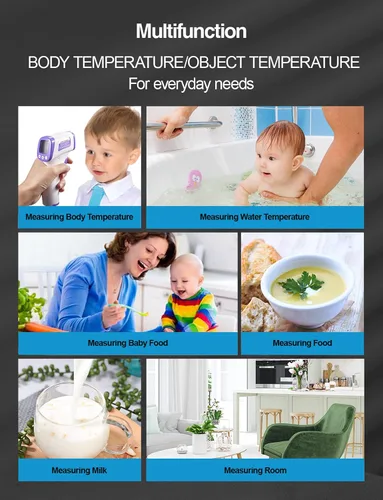 Vista 4 de HUHETA Termómetro infrarrojo para adultos, termómetro de frente sin contacto con alarma de fiebre, lectura precisa y función de memoria