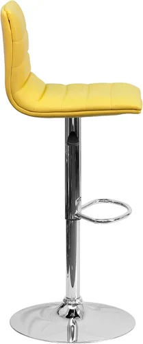 Vista 24 de Flash Funiture silla de bar ajustable con base cromada, Vinilo, Gris