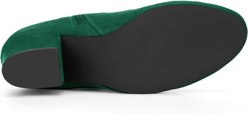Vista 5 de Allegra K Botines de tacón grueso con punta redonda para mujer