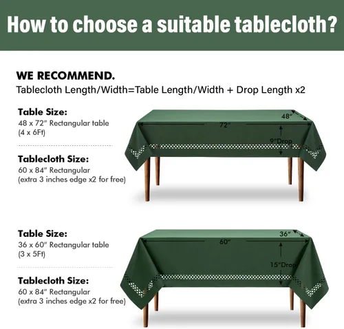 Vista 5 de MIULEE Army Green Rectangle Tablecloth with Decorative Cutouts 60x84 Inch Waterproof Stain Resistant & Shrink-Proof Table Cloth, Farmhouse
