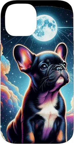 Vista 4 de Funda para iPhone SE (2020) / 7 / 8 Bulldog Francés Puppy Under The Moon In Space