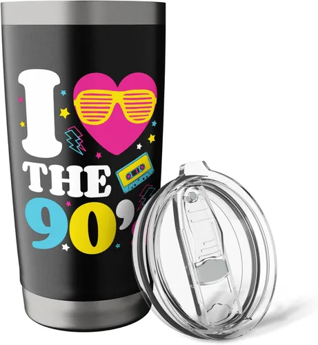 Vista 5 de Vaso aislado de acero inoxidable de los años 90, 1990, 90, disfraz retro para fiesta de nostalgia