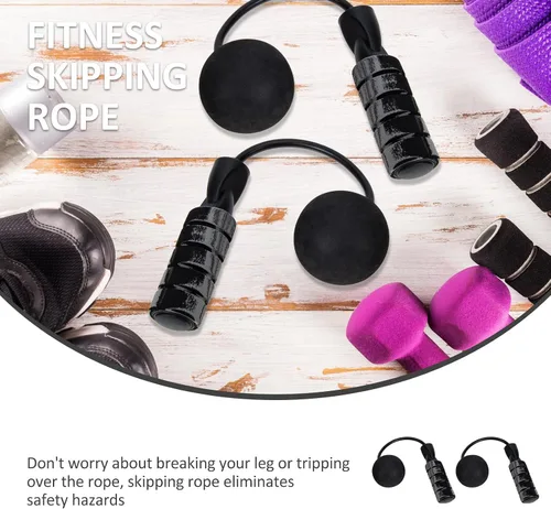 Vista 8 de SOLUSTRE Cuerda de saltar de fitness con rodamientos duales, cuerda de salto inalámbrica de PVC con peso para resistencia a quemar calorías, mango