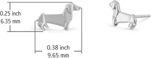 Vista 5 de Boma Joyería de plata de ley con diseño de perro salchicha de origami, Plata de ley