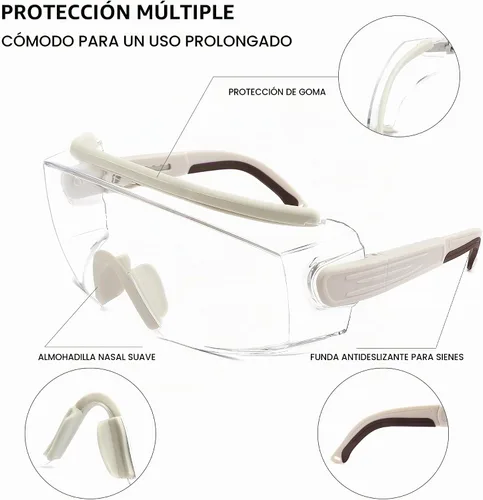 Vista 4 de Gafas de seguridad sobre anteojos, anti niebla, gafas protectoras con marco ajustable para hombres y mujeres Blanco floral