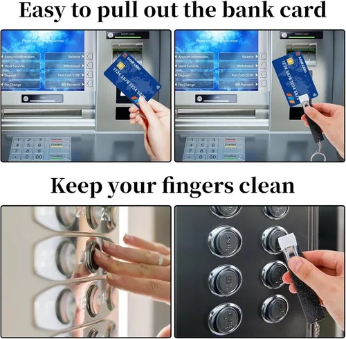 Vista 5 de 2 unidades de extractor de tarjetas de crédito, agarrador de tarjetas bancarias de débito para uñas largas, llavero de cajero automático, extractor