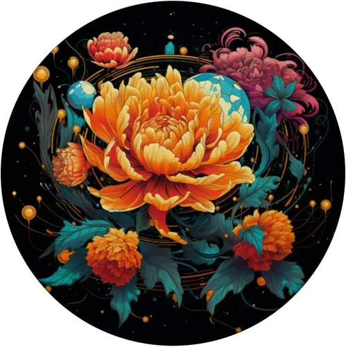 Vista 3 de Floral Flowers Marigolds PopSockets PopGrip intercambiable