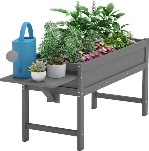 Vista 10 de Cama de jardín elevada pequeña de HDPE, jardinera elevada con patas, jardinera para exteriores resistente a la intemperie, camas elevadas para Aruba