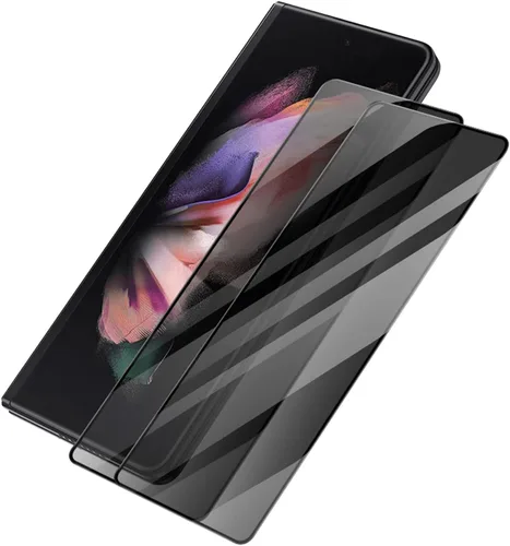 Vista 6 de 2 piezas de vidrio templado mate de privacidad para Samsung Galaxy Z Fold 3 5G, 2 protectores de pantalla frontal (exterior), color negro