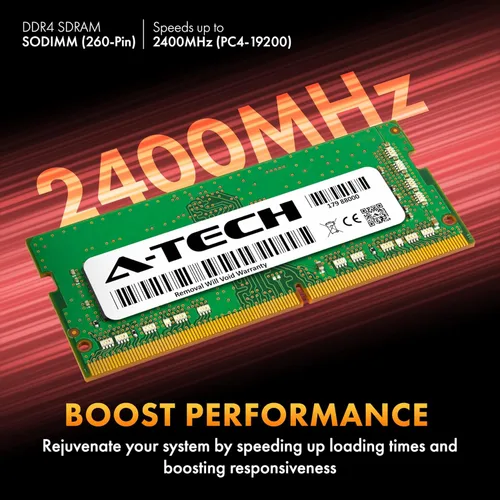 Vista 3 de A-Tech 4GB DDR4 2400 MHz SODIMM PC4-19200 (PC4-2400T) CL17 Módulo de Memoria RAM para Laptop No-ECC