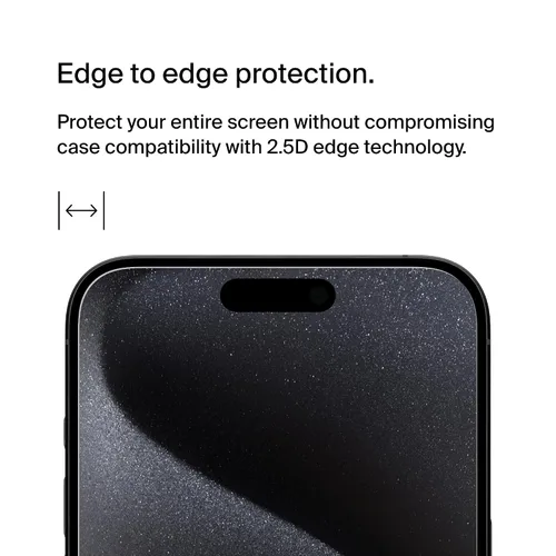 Vista 5 de Belkin ScreenForce - Protector de pantalla tratado con vidrio templado para iPhone 15 Pro Max, delgado y resistente a los arañazos, incluye bandeja