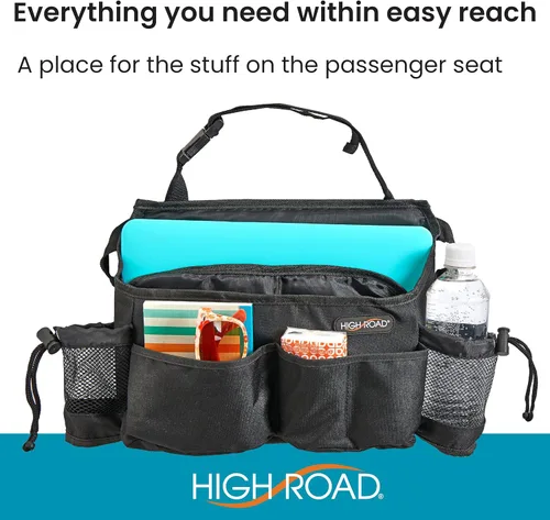 Vista 7 de Organizador para asientos de automóvil, de la marca High Road, pack de 2, XL, Negro