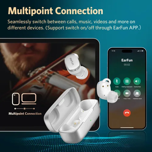 Vista 7 de EarFun Free Pro 3 Auriculares inalámbricos con cancelación de ruido, sonido de alta resolución, Snapdragon Sound con Qualcomm aptX™ Adaptive, 6