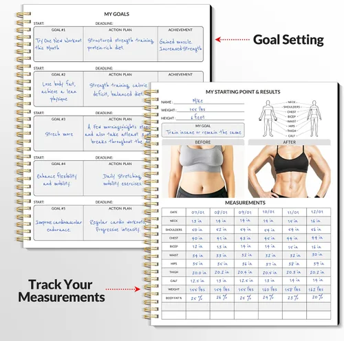 Vista 3 de Diario de Fitness y Planificador de Entrenamiento para Mujeres y Hombres, A4 (21.6 cm x 27.9 cm) Diario de Entrenamiento y Libro de Planificación