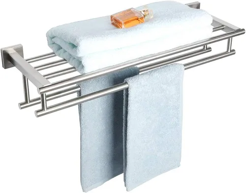 Vista 14 de Alise Toallero, Estante de Toallas con Barras Dobles para Lavabo de Baño, SUS 304 Acero Inoxidable de Montaje en Pared, 40.6 cm Níquel Cepillado