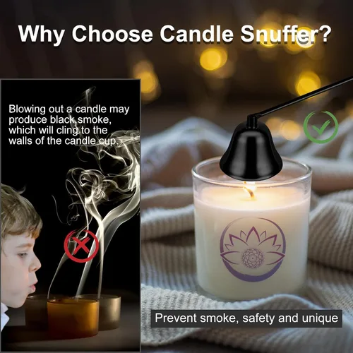 Vista 4 de Extintor de velas con mango largo, accesorio de soplador de velas con mecha de metal con mango largo para velas perfumadas, velas de aromaterapia