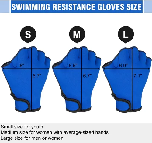 Vista 5 de 1 Pair Swimming Gloves Aquatic Swim Training Gloves Neoprene Webbed Gloves Fitness Water Resistance Glove for Men Women Children Unisex