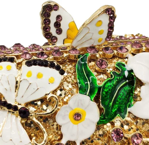 Vista 5 de Boutique De FGG Flores y mariposas mujeres cristal embrague bolso de noche boda fiesta Rhinestone bolsos