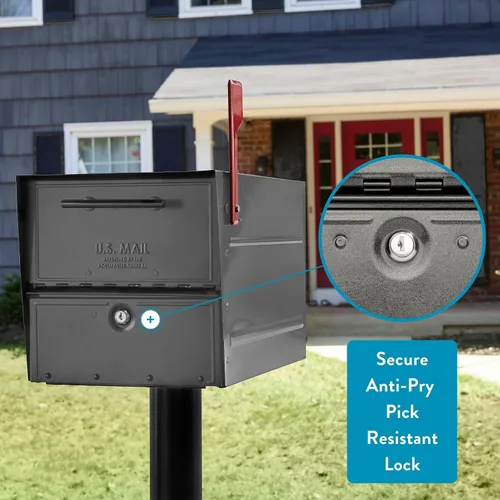 Vista 2 de Architectural Mailboxes Oasis® Eclipse™ Buzón Seguro con Cerradura Aprobado por USPS, Resistente, Anti-Robo de Acero Montado en Poste para Exterior
