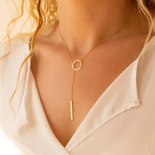 Vista 2 de Tewiky Lariat Collar para mujer, delicados collares largos chapados en oro de 14 quilates, corazón y perlas de circonita cúbica, collar con colgante